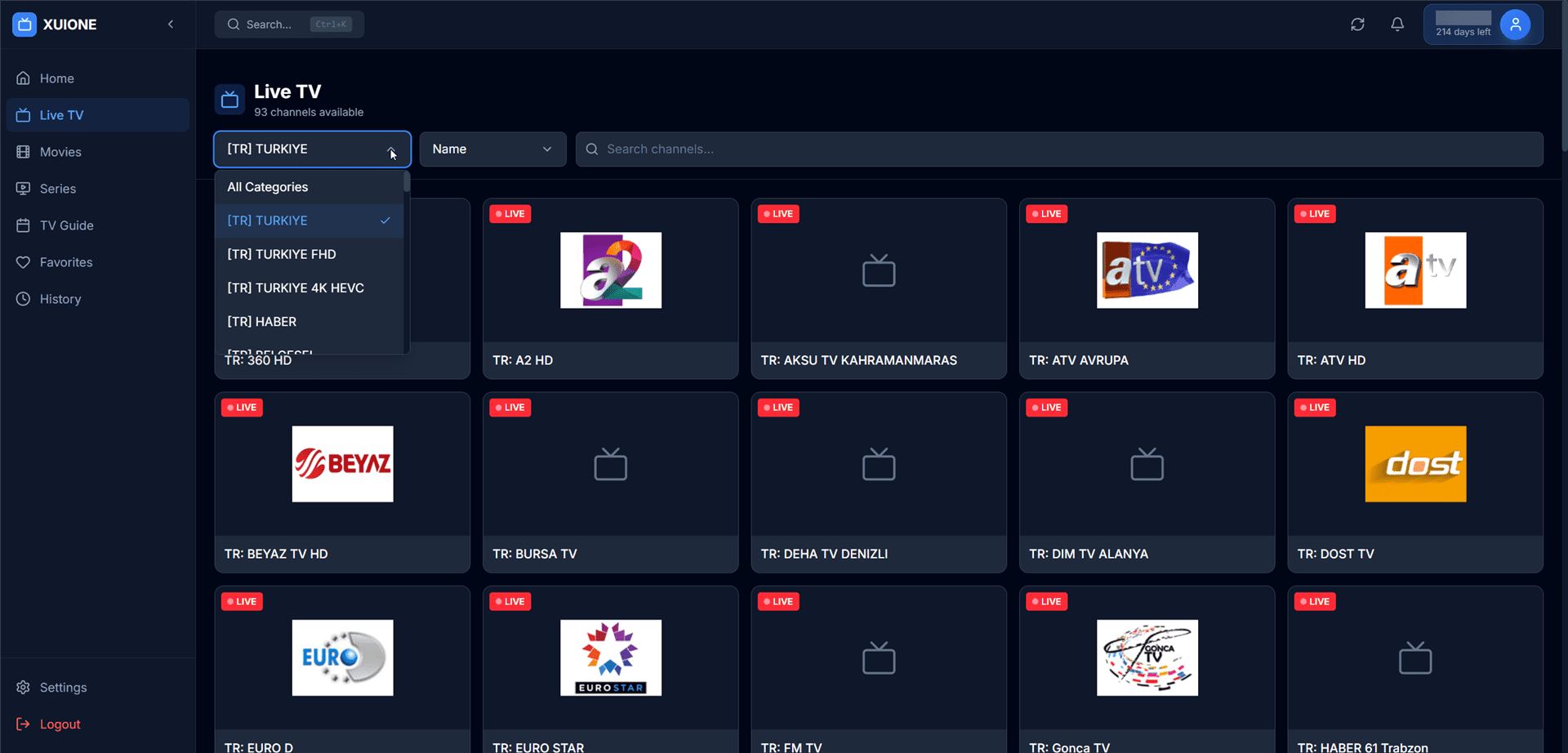 Live TV Channel List